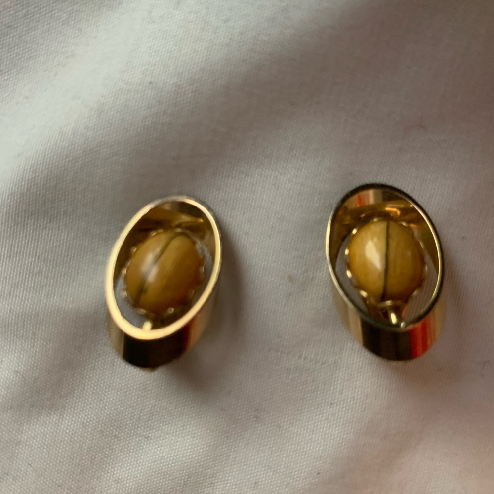 Small gold clip on ear bobs